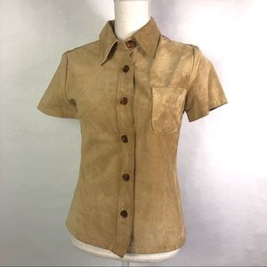 🌲Gap genuine Leather western button down top